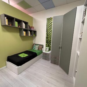 Cameretta singola con armadio angolare EASY GREEN in Pronta Consegna
